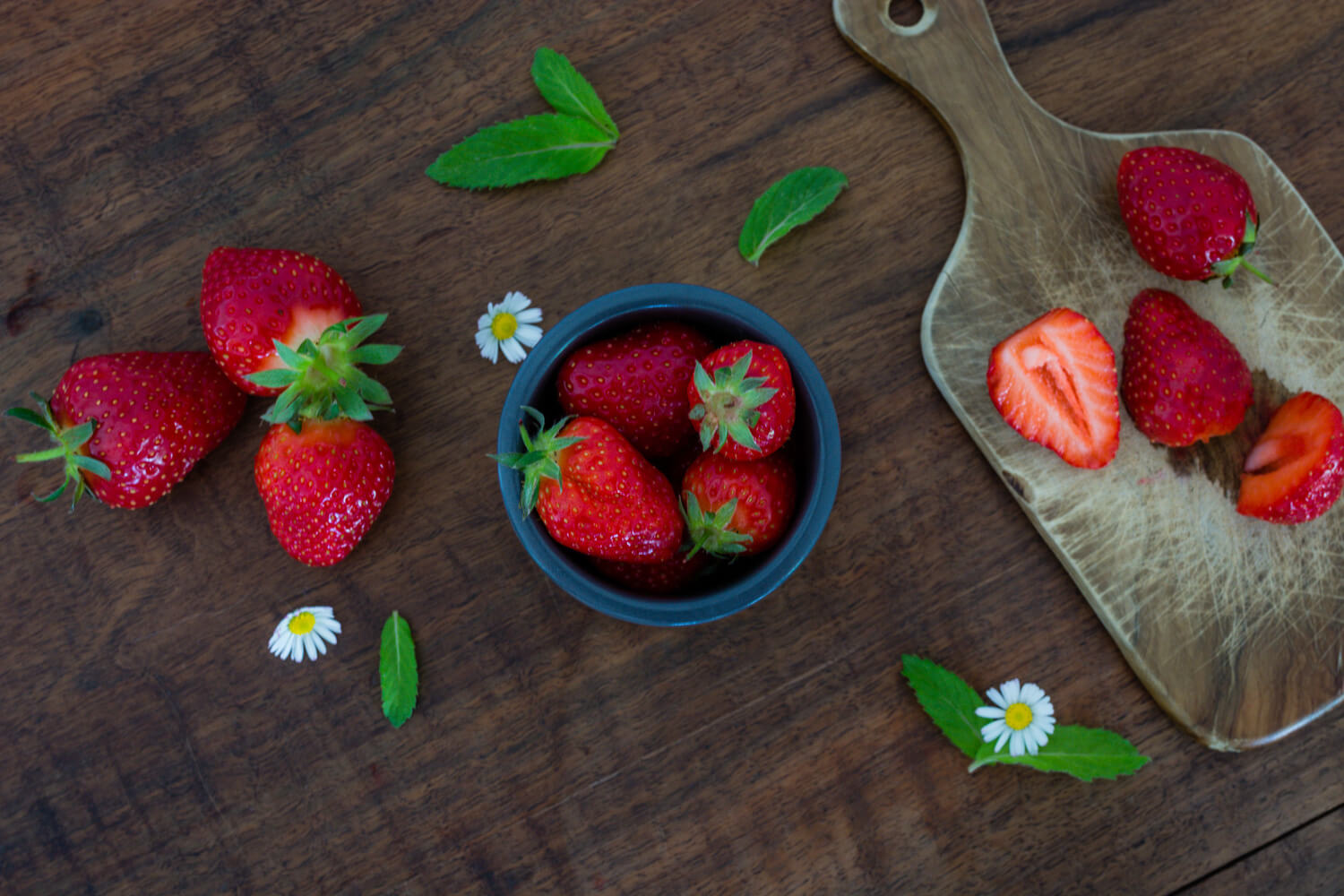 set photo culinaire fruits fraises printemps